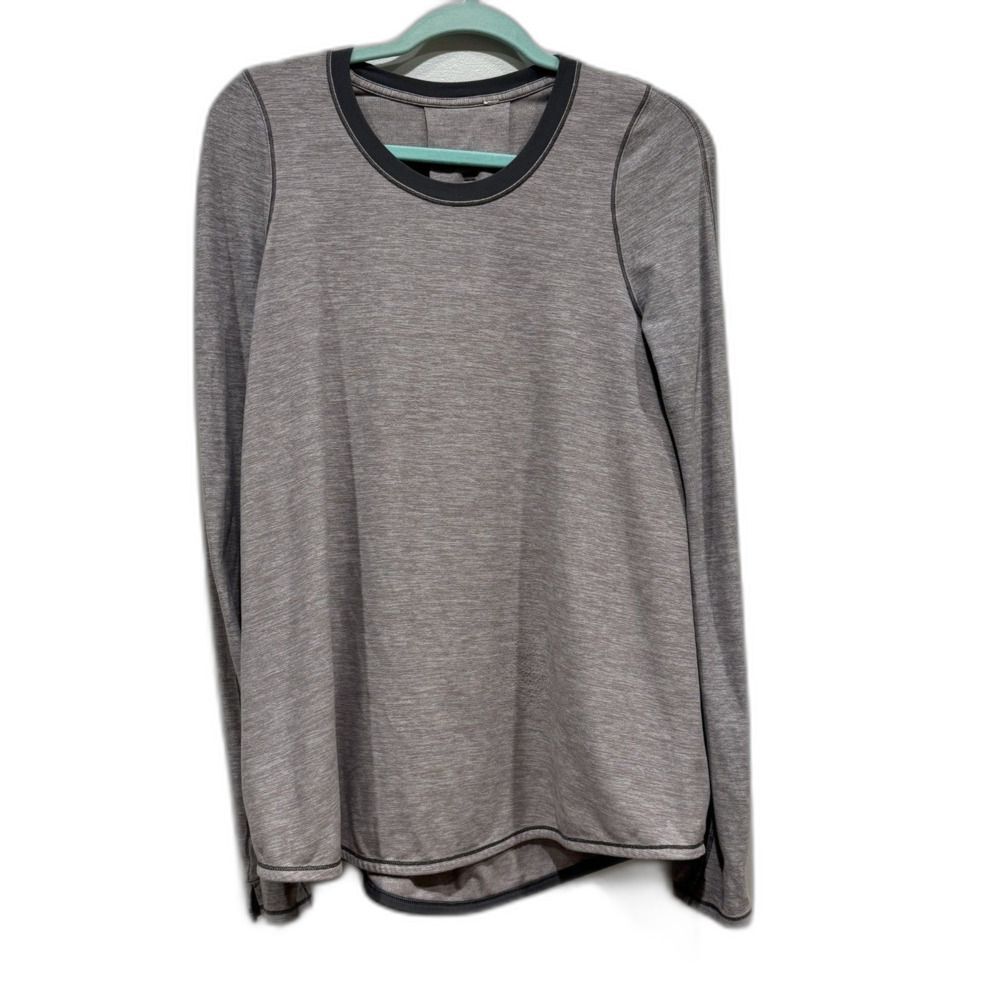 Lululemon Tuck and Flow Top Pullover Gray Knit Round Neck Long Sleeve Women sz 4